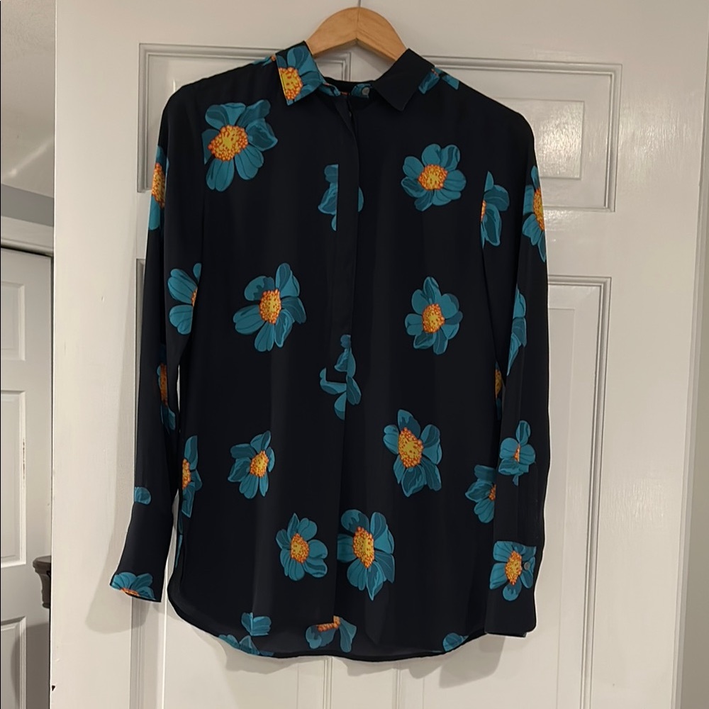 Banana Republic Navy Floral Button Down Shirt